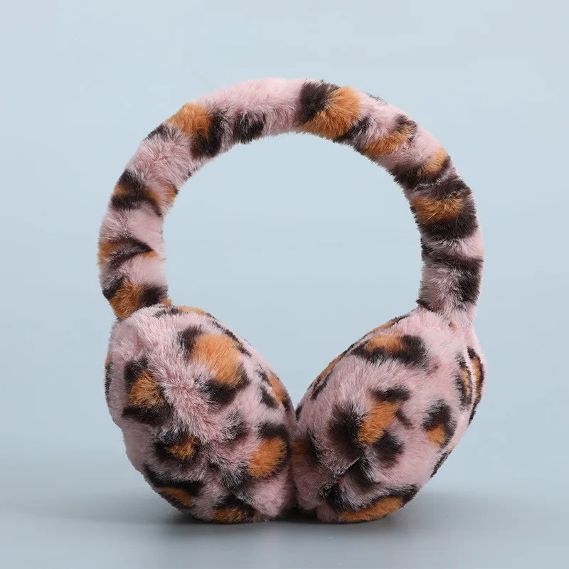 Cross-border earmuffs wear leopard print for men and women in winter warm windproof and anti-freeze memory headband simple plush