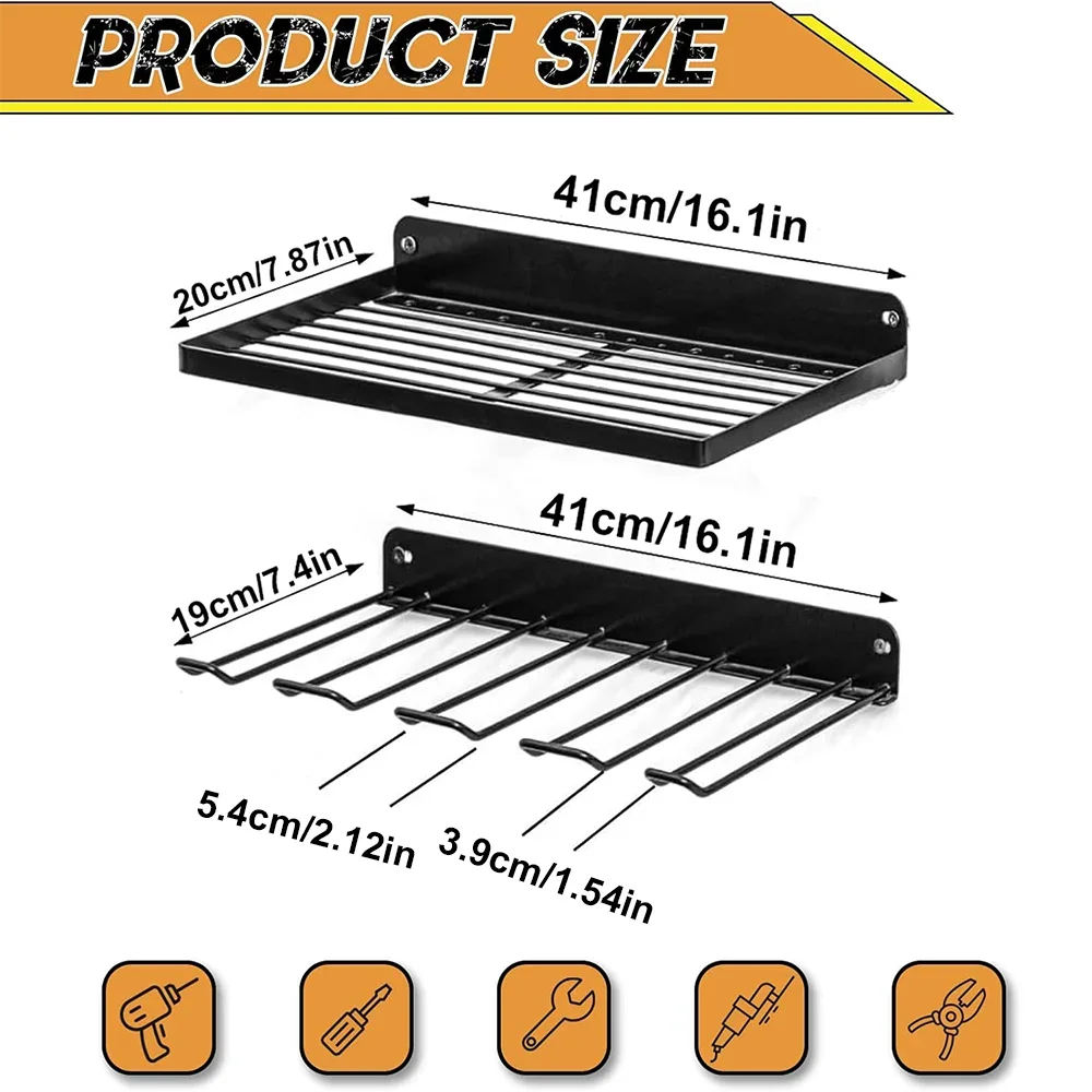 Support mural pour outils électriques, panneau perforé robuste, ensemble d'outils de rangement mural, perceuse, tournevis, support de rangement pour atelier/Garage