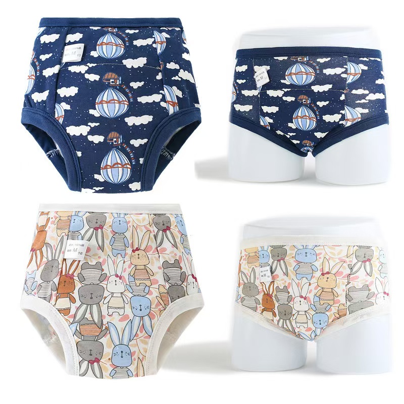 4 個新しいかわいい綿ベビー幼児トイレトレーニングパンツ防水トイレ学習ショーツ下着子供男の子女の子