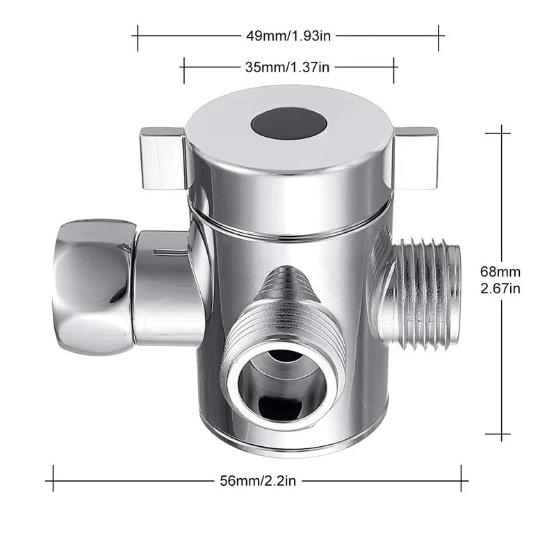 Válvula desviadora de grifo ABS, separador de agua de 3 vías de 1/2 pulgadas, adaptador en T para ducha, interruptor de grifo ajustable, accesorios de baño y baño