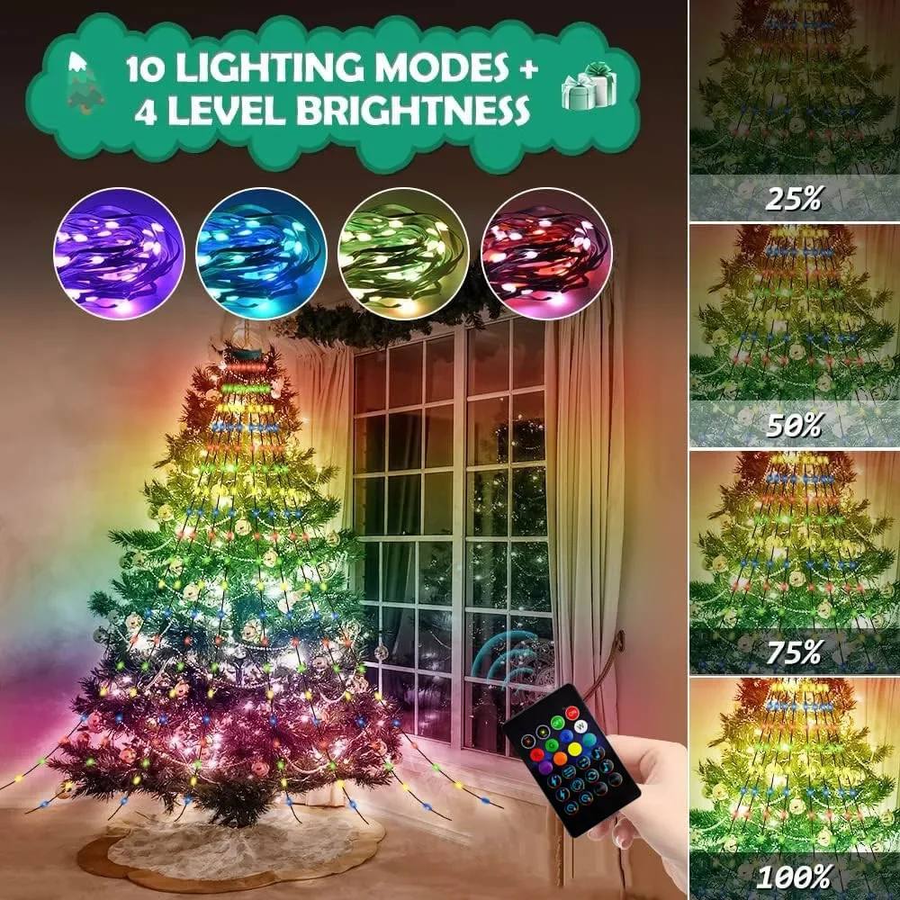 Fai da te Smart APP Albero di Natale Luce Bluetooth Telecomando LED Fata String Light Lampada ghirlanda festone per feste in giardino all'aperto