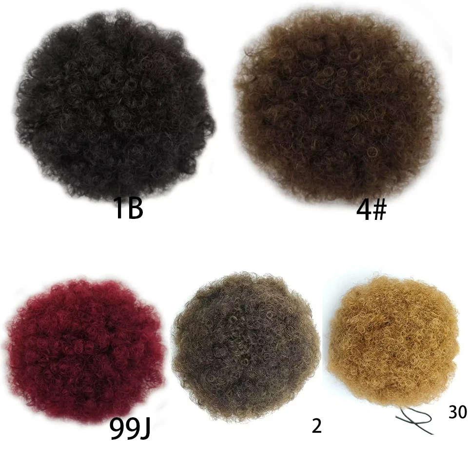 100% cheveux humains Afro crépus bouffées cordon Extensions de queue de cheval pour les femmes noires 4 #   99J 30 Accessoires pour cheveux afro bouffants crépus bouclés
