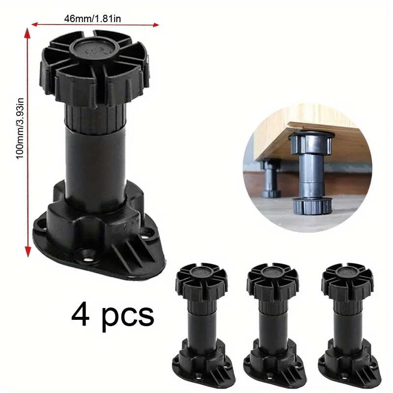 4pcs Adjustable Cabinet Legs Levelers Heavy Duty Cabinet Levelers Kitchen Toe Kick Capacity Cabinet Feet for Furniture Cabinets