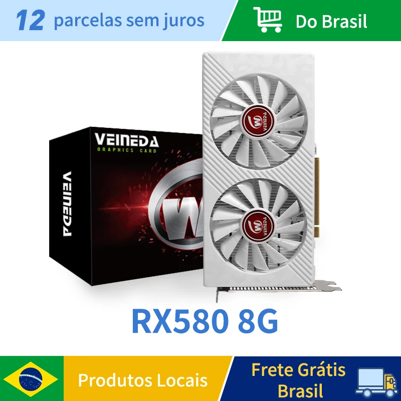 Veineda Card Đồ Họa RX580 8GB DDR5 GPU Rx 580 8GB PC Chơi Game Video Thẻ Trò Chơi Máy Tính Để Bàn Card AMD Radeon Thẻ