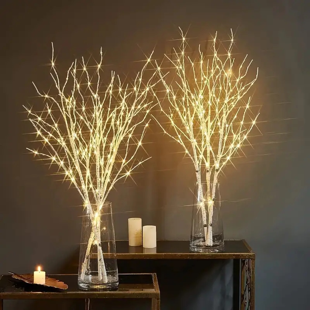 1pc 50LED White Birch Branch Christmas Tree Branch Fairy Garland Light Party Wedding Decoration Table Lamp Fairy Light String