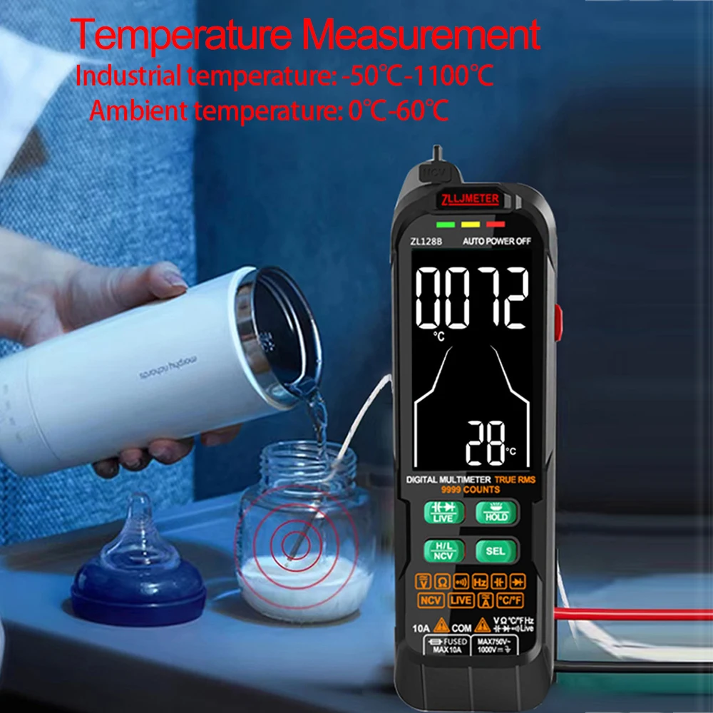 Multímetro inteligente con carga USB, Detector de voltaje de corriente CA CC Profesional Digital, pluma de capacitancia de temperatura, multímetro probador de rango automático
