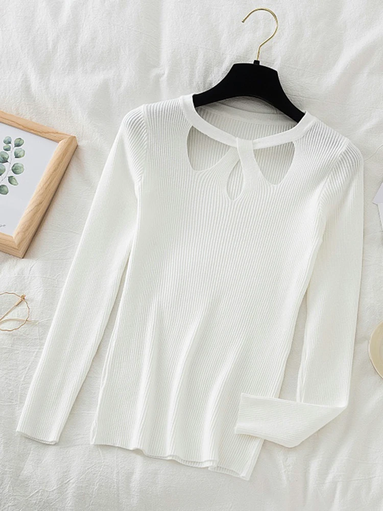 2025 Fashion Hollow Out Vrouwen Truien Herfst Winter Tops Slanke Vrouwen Trui Gebreide Trui Basic Solid Jumper Zachte Warme Pull