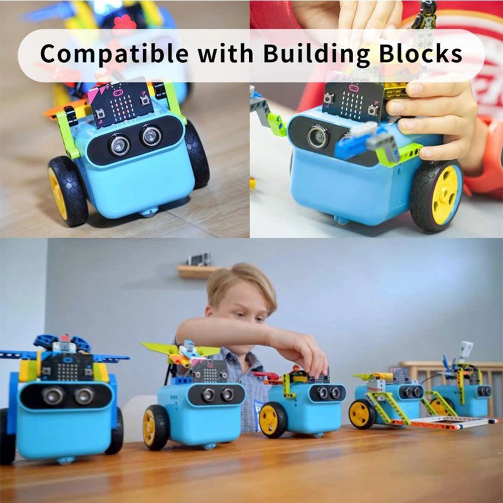 マイクロ: ビットtpbot車のロボットコーディングキット,プログラム可能なスマートカービルディングブロック,子供のプログラミング,学習クラスの教育用の拡張ブロック