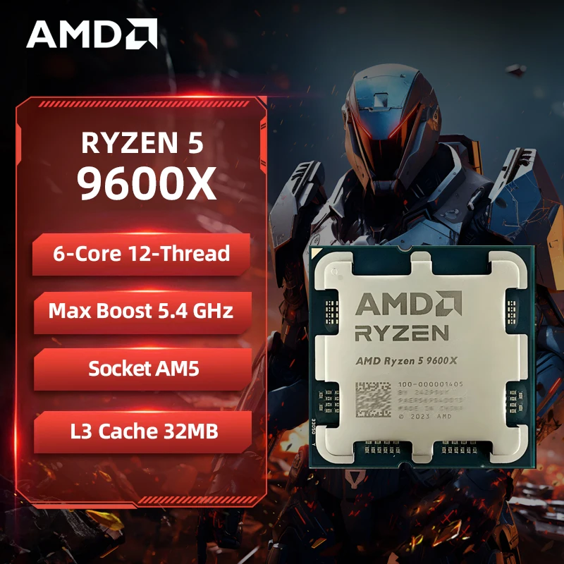 【Marca +】 Nuevo procesador AMD Ryzen 5 9600X 5,4 GHz 6 núcleos 12 hilos 38 MB de caché de juego 4NM TDP 65W Socket AM5 CPU para juegos Zen 5