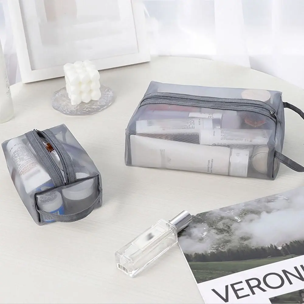 Mesh Toiletry Bag Travel Wash Bag Large Capacity Zipper Makeup Bag Skin Care Storage Bag Women Cosmetic Bag Korean Storage Bag