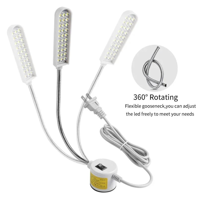 LED Sewing Machine Lamp 360 Flexible Adjustable Gooseneck Work Lamps Industrial Lights with Magnetic Base for Workbench New 2024