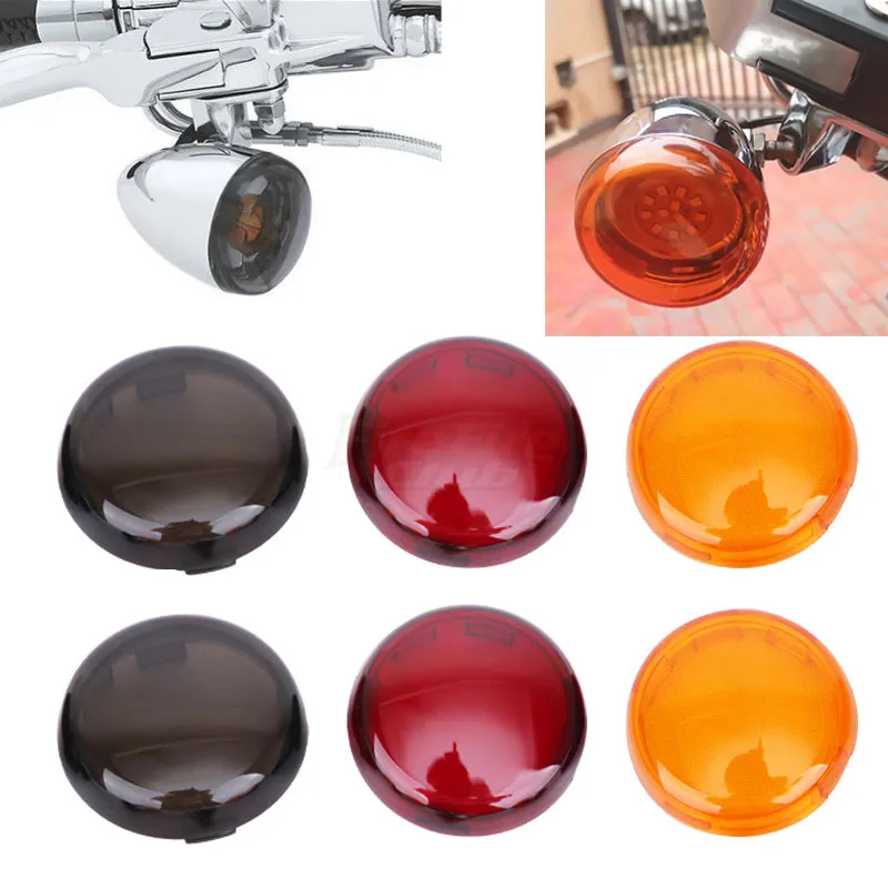 Tapa de luz de lente indicadora de motocicleta, cubierta negra, roja y amarilla para Harley Dyna Softail Electra Glide Road King Sportster 883 1200