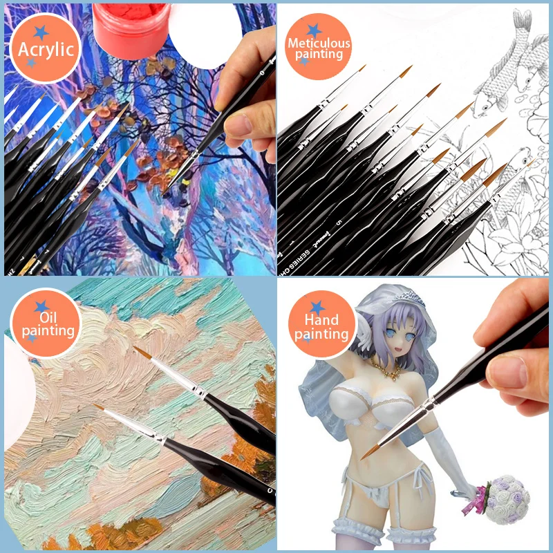3 Màu Tam Giác Bạch Dương Thanh Thu Nhỏ Móc Dây Chuyền Bút Nghệ Thuật Tranh Bút Lông Chồn Tóc Gouache Màu Nước Tinh Dầu Nghệ Sĩ Vẽ Tay