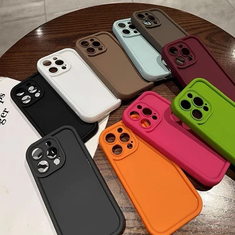 Funda de silicona de Color caramelo de lujo para iPhone, 11, 13, 12, 14, 15, 16 Pro Max, 15 Pro, XS, XR, XS Max, 7, 8, 14 PLUS, SE 2022, cubierta a prueba de golpes
