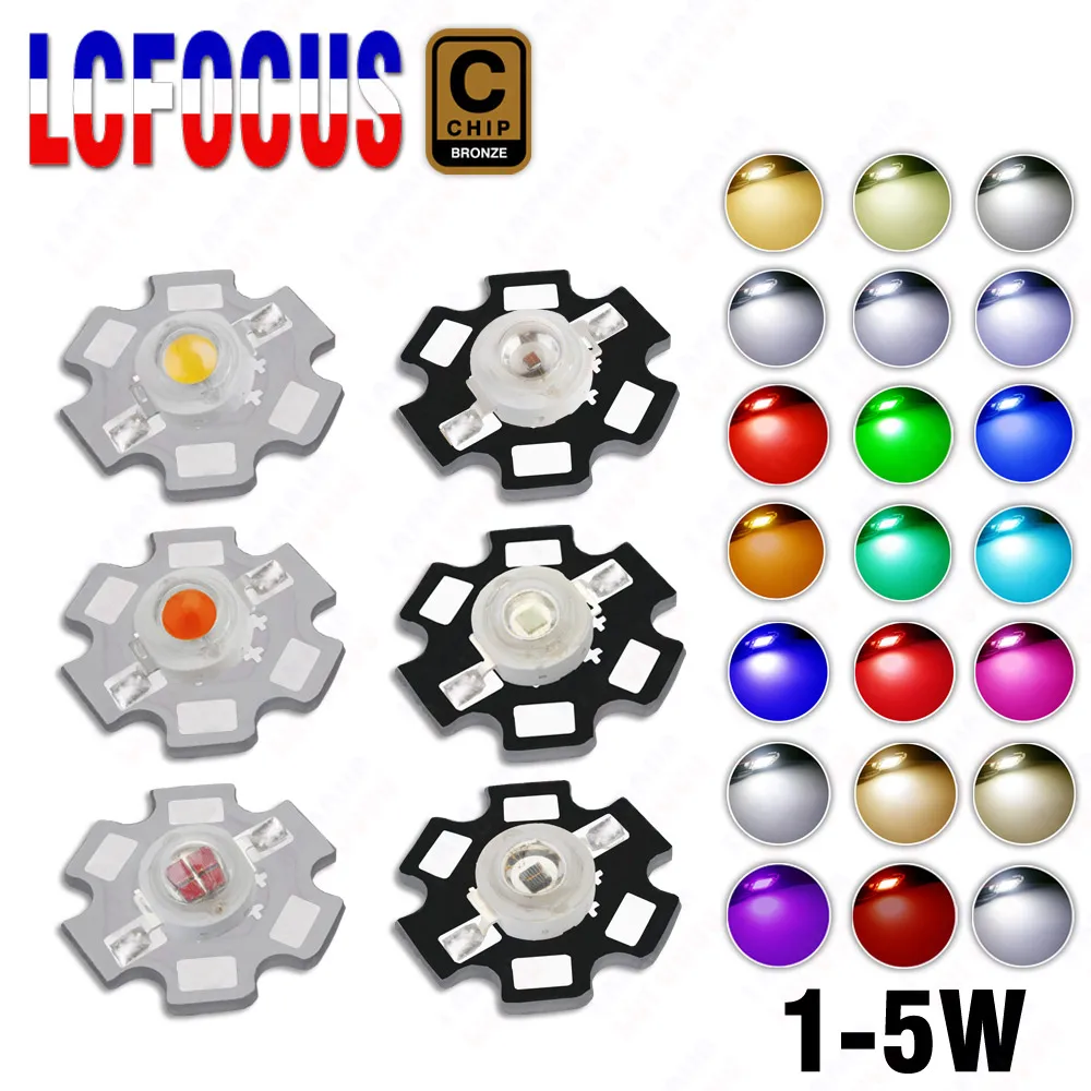 Chip COB LED de alta potencia 1W 3W 5W blanco frío cálido rojo azul verde amarillo espectro completo 660nm 440nm para lámparas de acuario de luz de cultivo
