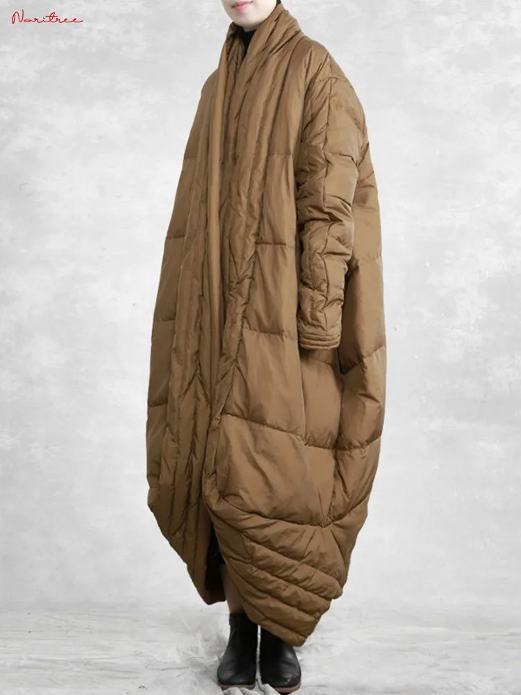 เสื้อโค้ทเสื้อขนเป็ดขนเป็ดหนาสำหรับผู้หญิง, เสื้อโค้ทขนเป็ดกันหนาวแขนค้างคาวโอเวอร์ไซส์ให้ความอบอุ่น wy1814