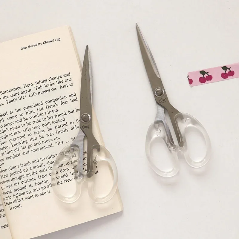 Simplicity Transparent Handle Stationery Scissors Home Furnishing for Fine Art Soft Decor Journal Cutting Tools Office Supplies