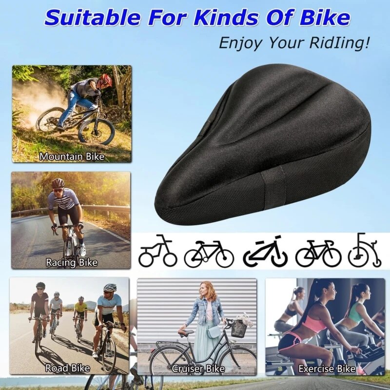 Housse de siège de vélo en éponge de Gel, housse de coussin de siège de vélo d'exercice confortable, douce pour les vélos stationnaires de montagne de classe de cyclisme