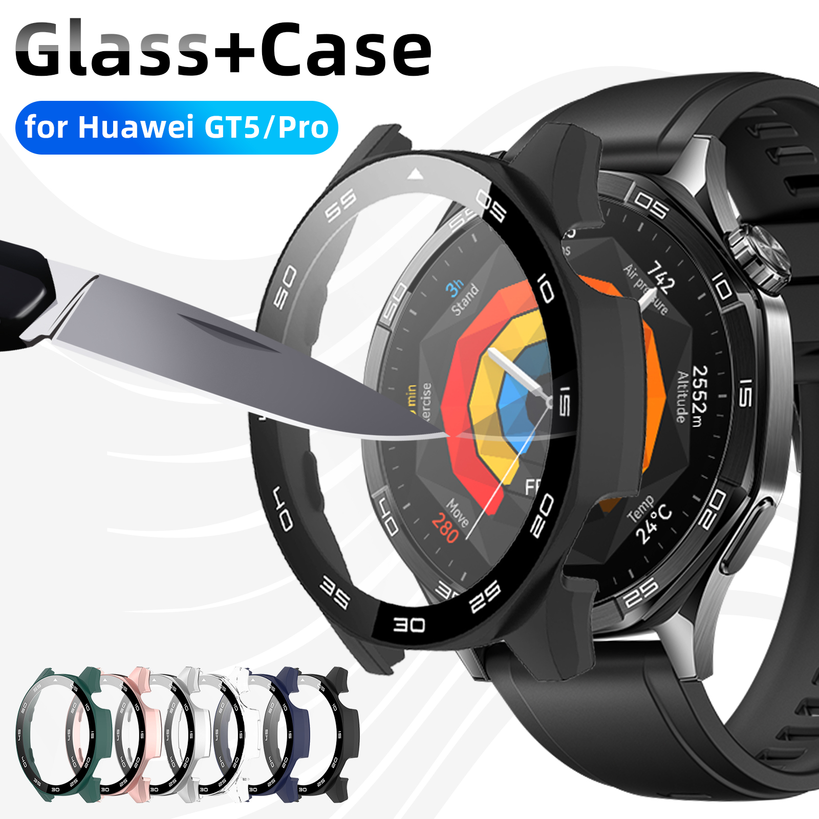 Чехол для Huawei Watch GT 5/GT5 Pro 46 мм, закаленное стекло, защитная пленка для экрана и жесткий защитный бампер для ПК, аксессуары для чехла Huawei GT5
