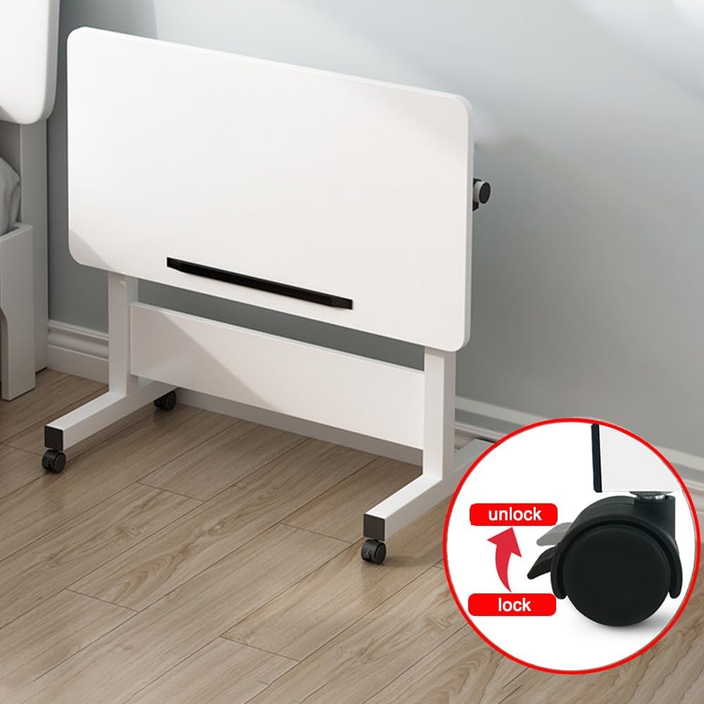 Rolling Desk Adjustable Height,Rolling Computer Cart,Portable Laptop Desk,Small Adjustable Home Office Desk,Rolling Laptop Desk