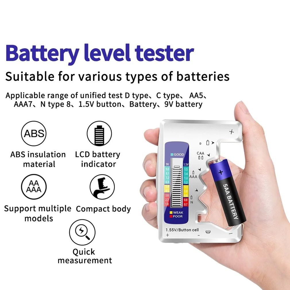Professional เครื่องทดสอบแบตเตอรี่ดิจิตอลจอแสดงผล LCD 9V 1.5V แบตเตอรี่เซลล์ปุ่มตรวจสอบความจุเครื่องตรวจจับ Capacitance เครื่องมือวินิจฉัย