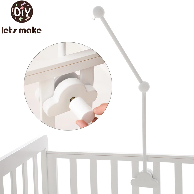 Baby Wooden Bed Bell Bracket Mobile Hanging Rattles Toy Hanger Baby Crib Mobile Bed Bell Wood Toy Cloud Shape Holder Arm Bracket