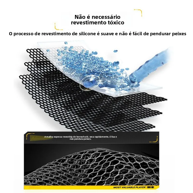Rede de Pesca Quadrada Reforçada com Cola, Equipamento de Pesca Cetitivo, Bolsa Protetora para Peixes de Secagem Rápida, B...