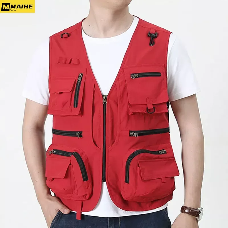 Clearance_14 bolsillos, novedad de verano, chaleco táctico de EE. UU. para senderismo y pesca, chaleco de fotógrafo para hombre, chaqueta sin mangas de carga de malla también