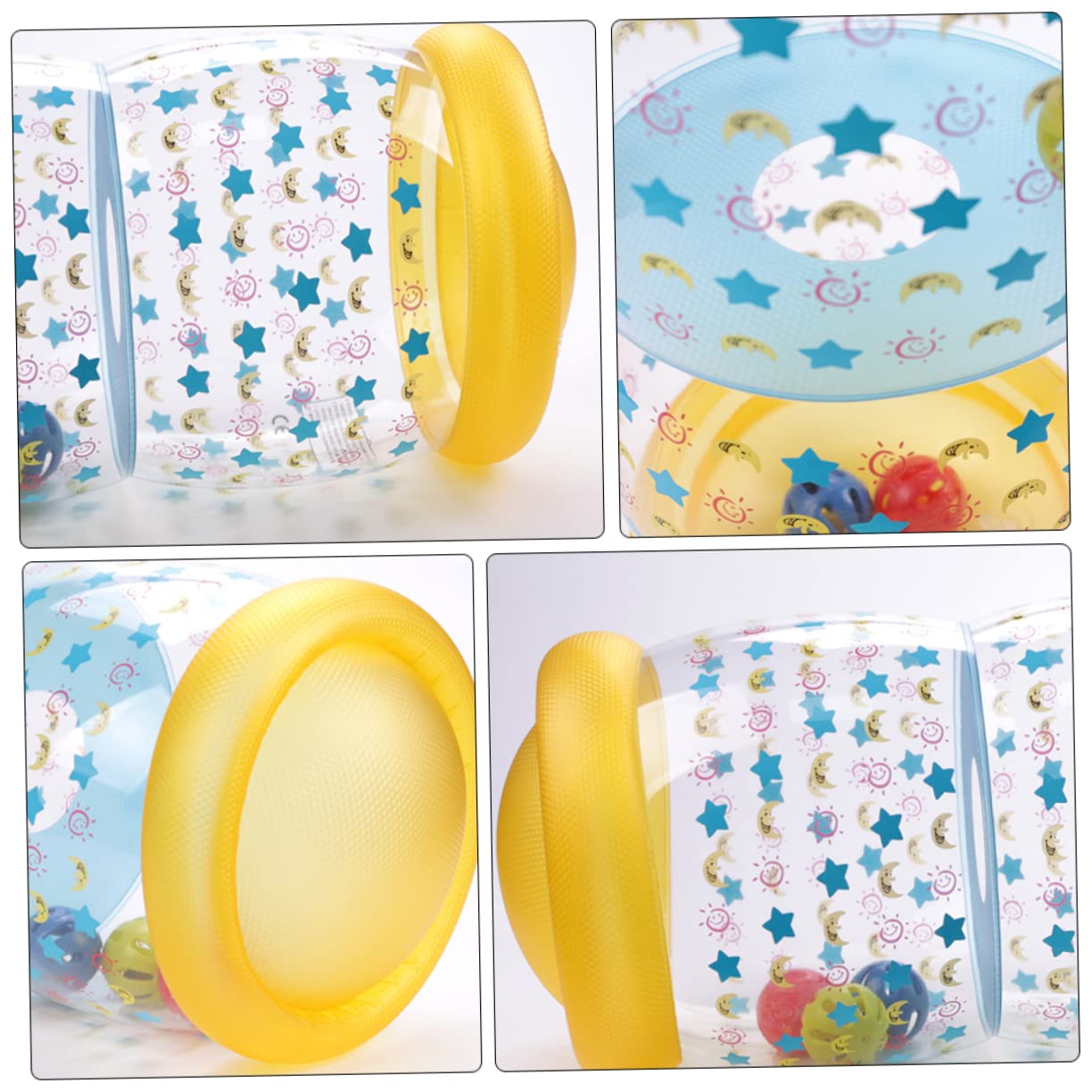 Rodillo inflable para gatear para bebé, juguetes con bolas sonajero de PVC para niños pequeños, juguetes educativos para edades tempranas, rodillo de aprendizaje para gatear