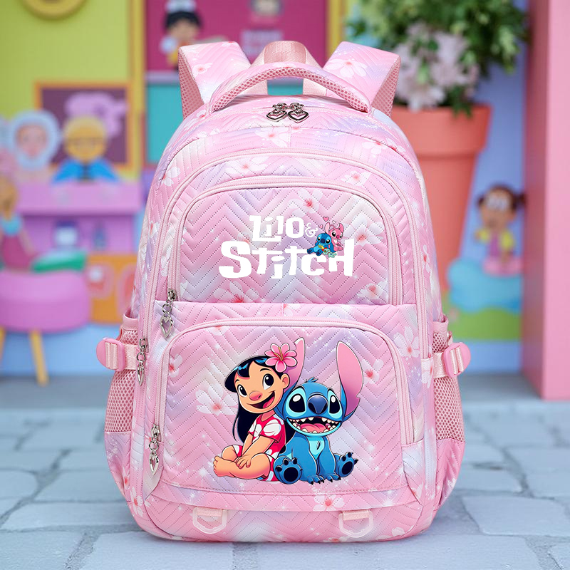 Stitch Durable Backpack, Fashionable Color Contrast Zipper, Ideal for School & Travel Essentials, Gift Bag, Travel Daypack