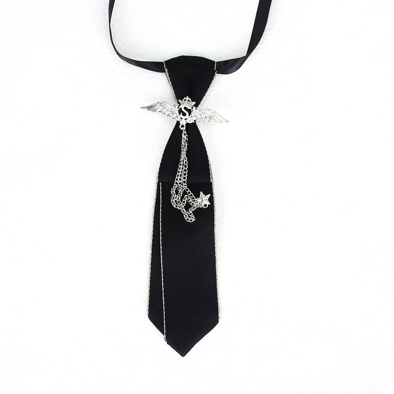 Hand Made ริบบิ้นสีดํา Tie คริสตัล Rhinestone เครื่องประดับชายเสื้อใหม่สาวเด็กชายคอผูกชุดนักเรียนเนคไทผู้หญิง