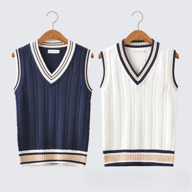 🔥Herren/Damen V-Ausschnitt Strickweste - 100% Baumwoll-Knitter Weste für Herbst Frühling Winter, Unisex Pullover für Büro, Party, Golf