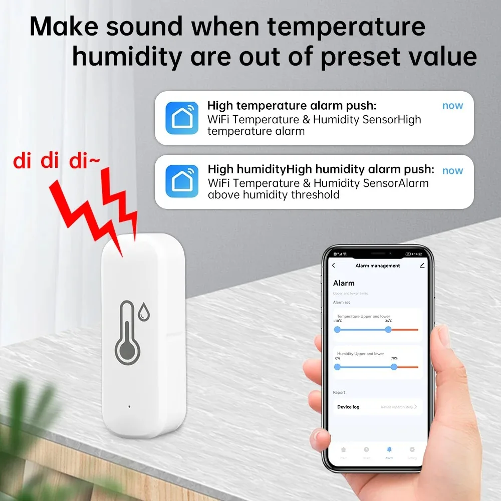 Tuya WiFi 温度と湿度センサー 2 ピース セキュリティ ホーム オートメーション 屋内ベビー モニタリング 温度計 Alexa G と連携