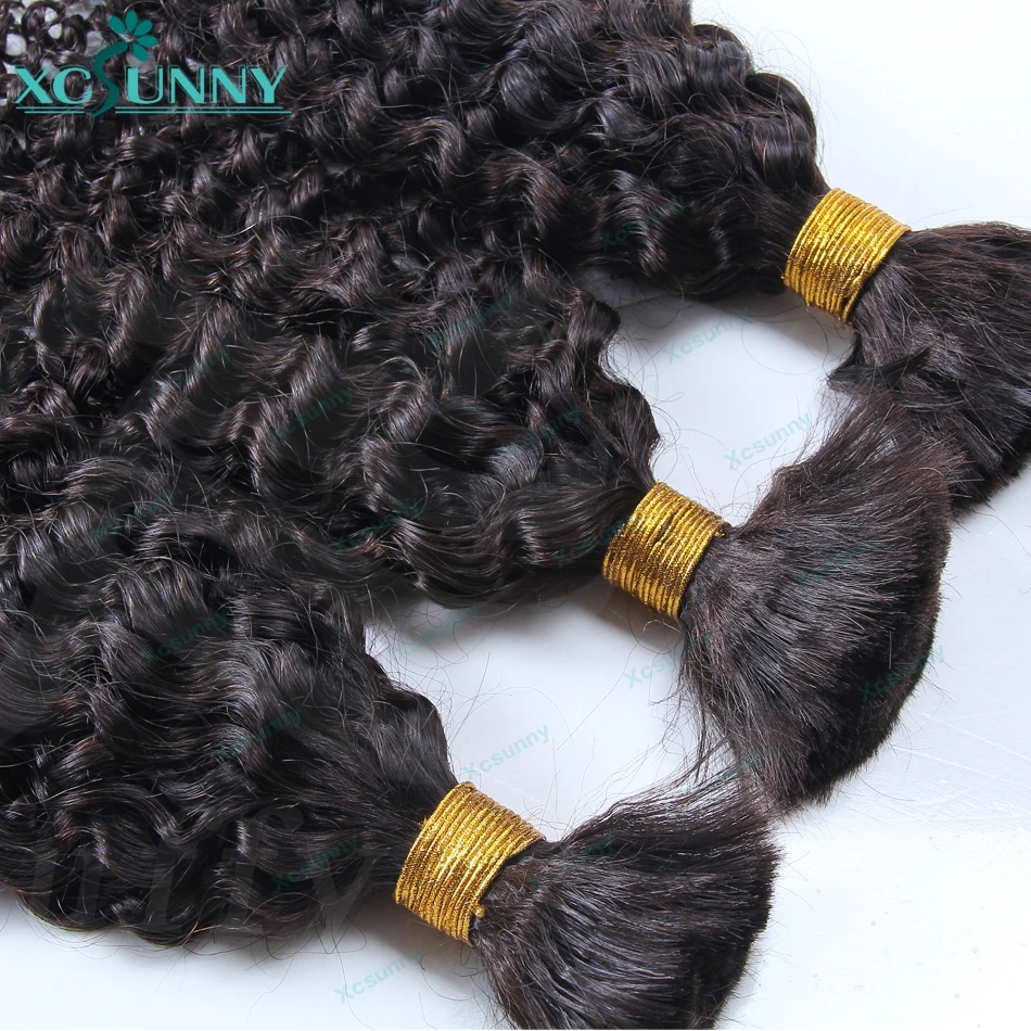 BULK Human Hair ไม่มี Weft สําหรับ Braiding CURLY Deep WAVE Full Ends Extensions 3 pcs/5 pcs BULK Hair Bundles ขายส่งสําหรับ Boho Braids