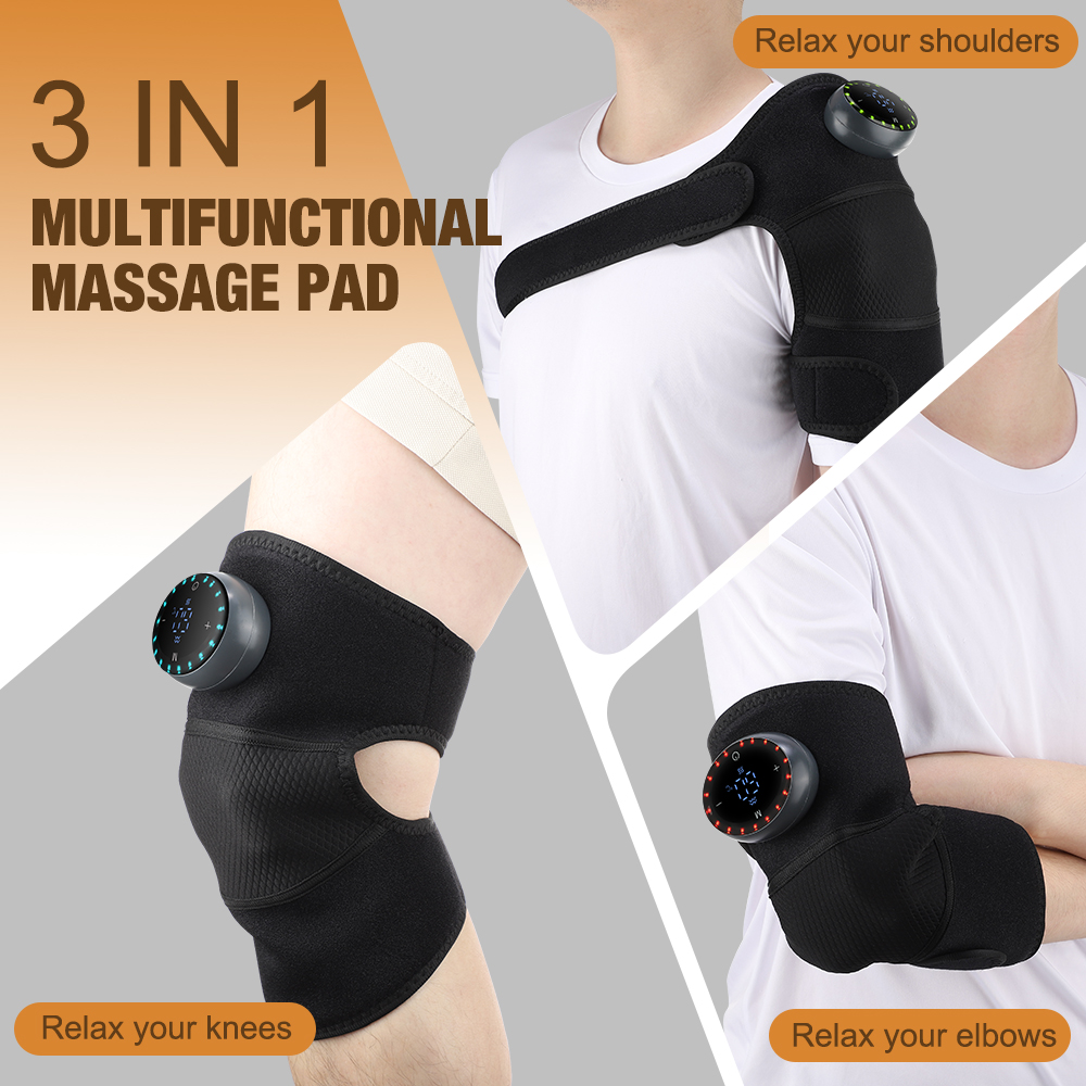 Masajeador de rodilla calentado 3 en 1, compresa caliente, coderas para hombros con almohadilla calefactora eléctrica para rodilla, fisioterapia para aliviar el dolor articular