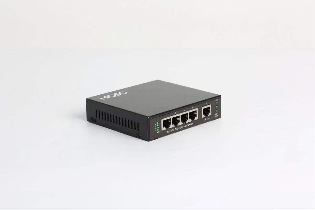 Interruptor Ethernet rápido, 10, 100M, 5 puertos, carcasa metálica no gestionada, DC12V
