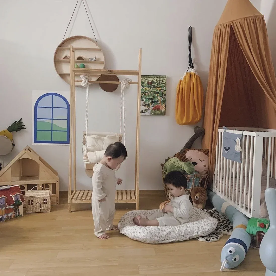 การถ่ายภาพเด็ก Props บ้านในร่ม Ins สไตล์ Swing เด็กเล็กแขวนตะกร้า Swing ผ้าโยกเก้าอี้เด็กแขวนเก้าอี้