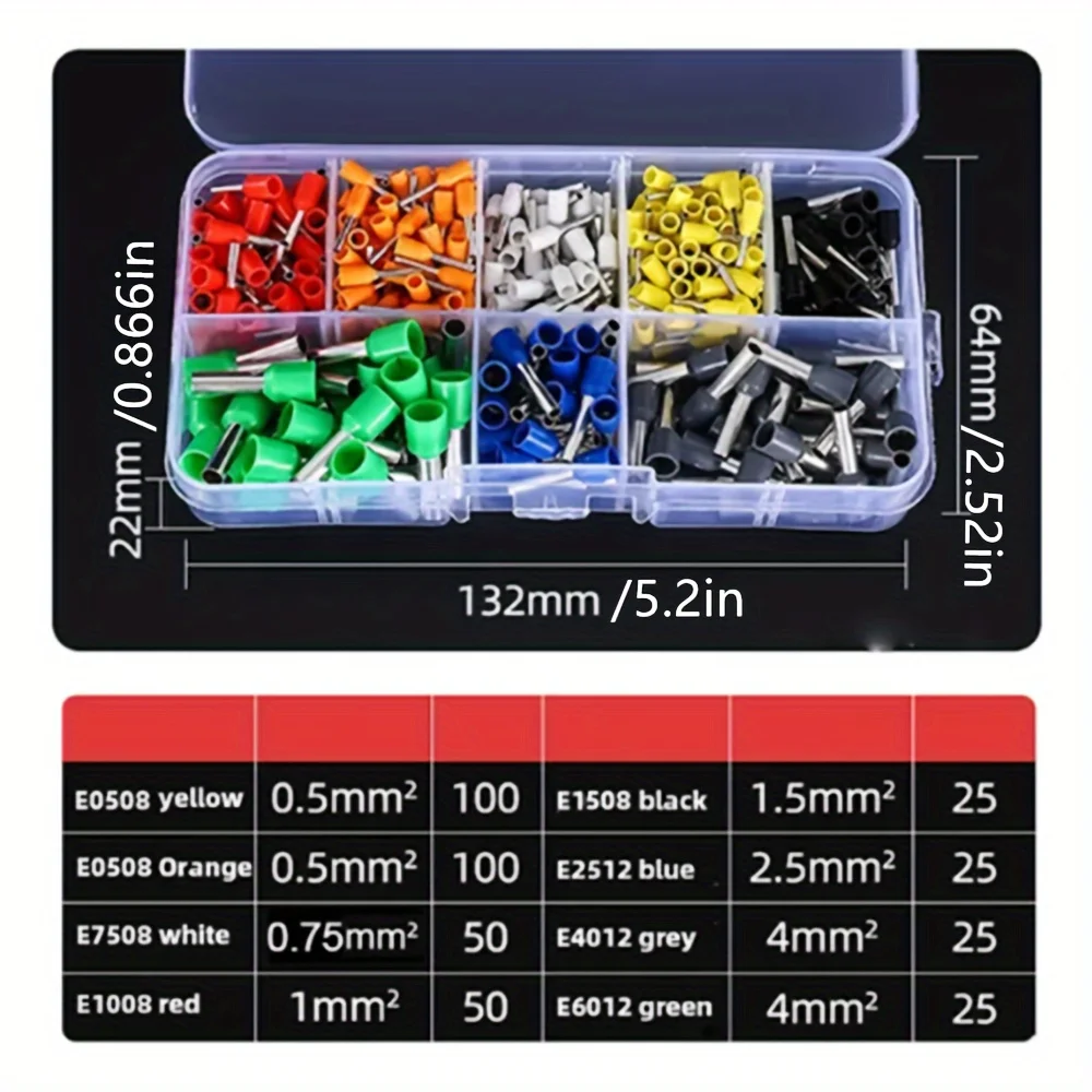 400 ชิ้น/กล่อง Ve Tubular CRIMP TERMINALS-ฉนวนขั้วต่อสายไฟเพื่อการเชื่อมต่อไฟฟ้าที่ปลอดภัย