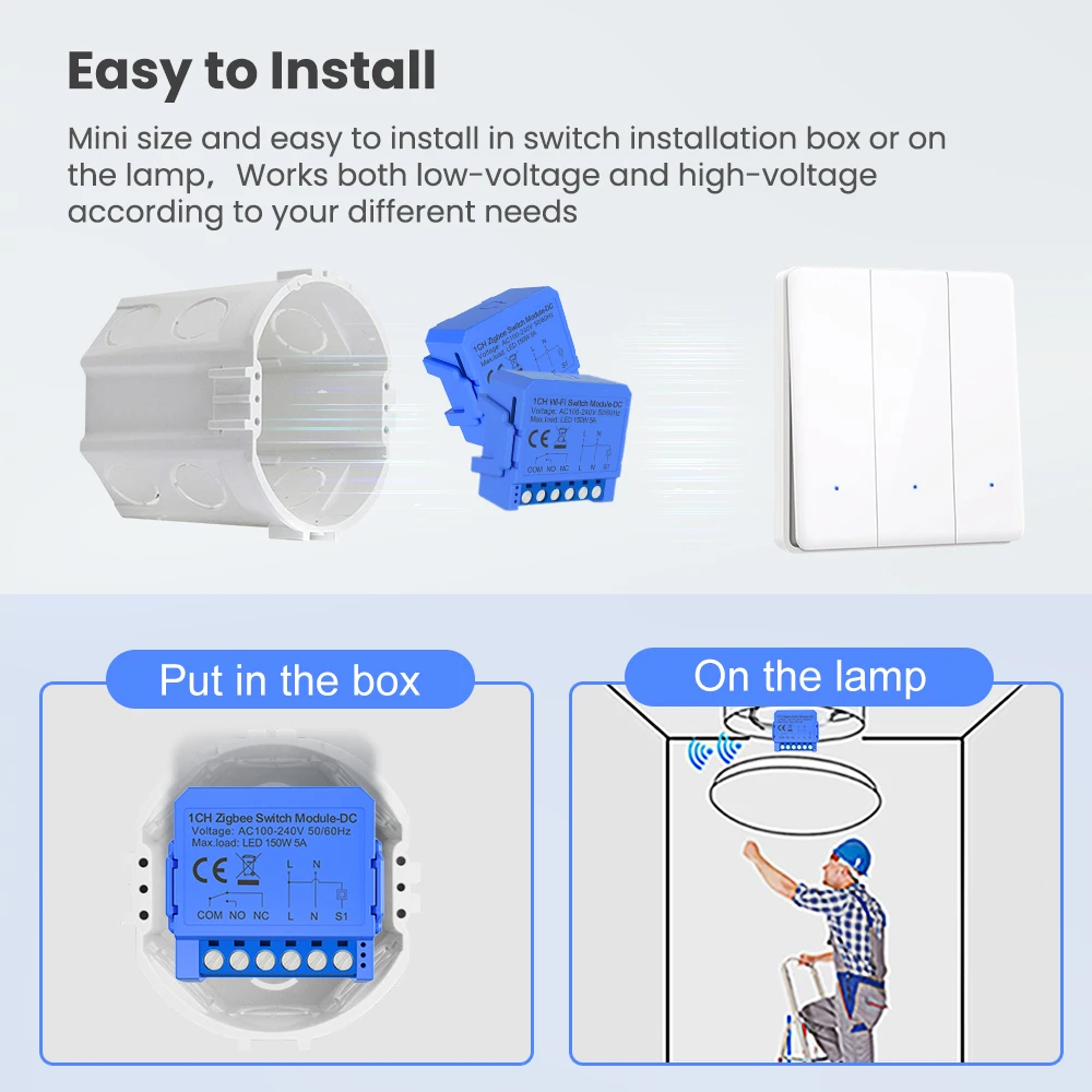 AVATTO Tuya ZigBee/WiFi Smart Module Dry Contact DC 32V AC 100-240V Smart Home DIY Breaker Relay Timer Work for Alexa Google