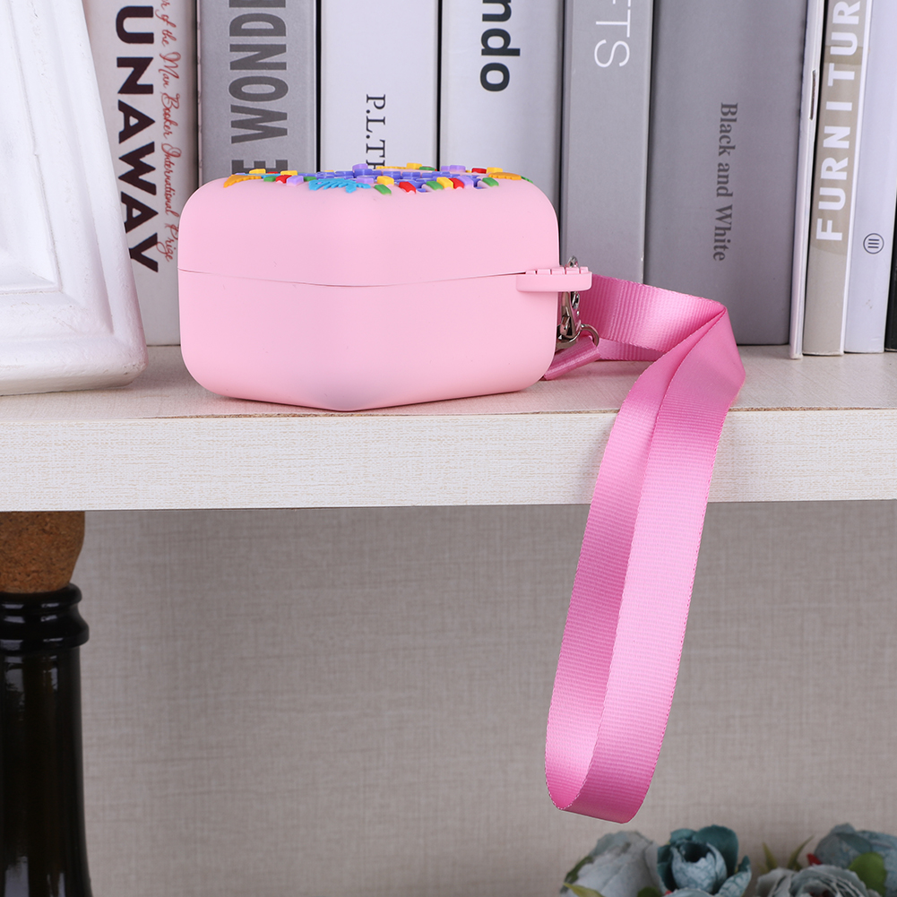 シリコン保護ケース ストラップ付き トラベルケース 耐衝撃 落下防止 3D フードプリント Bitzee バーチャル電子ペット用