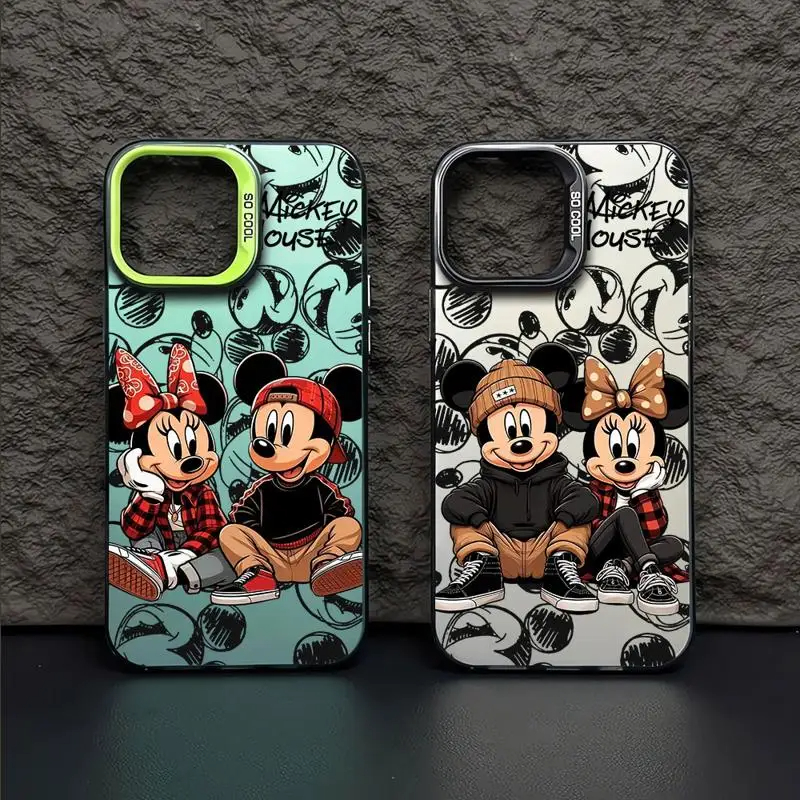 Funda de teléfono de pantalla completa de Mickey Minnie Mouse de Disney para iPhone 16 15 14 13 12 11 ProMax 7 8 Plus XR XS MAX 13 Mini Cool Back Cover