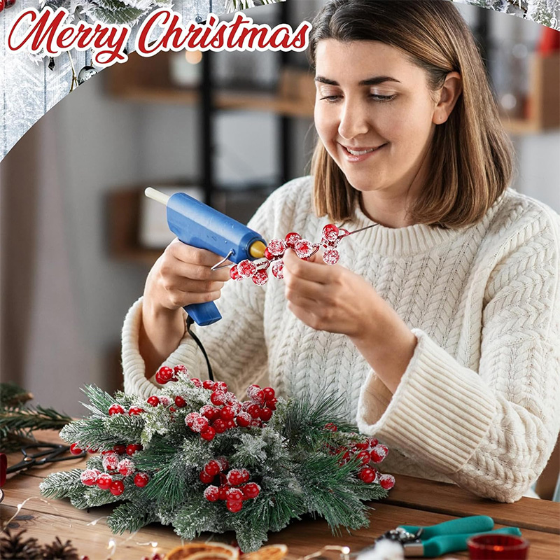 26/20cm Christmas Decor Artificial Pine Needle Branches Simulation Red Holly Berry for Xmas Wreath Decor Home Decor 2026 Navidad