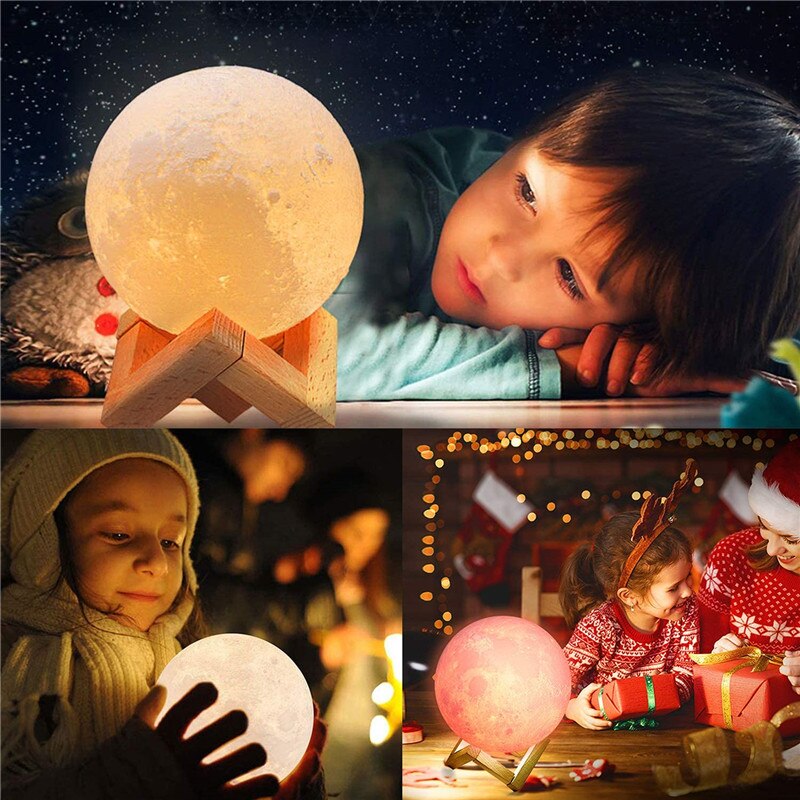 Lampe LED Rechargeable en Forme de Lune Imprimée en 3D, Luminaire Décoratif d'Nik, Idéal pour une Chambre à Coucher ou comme Cadeau d'Anniversaire