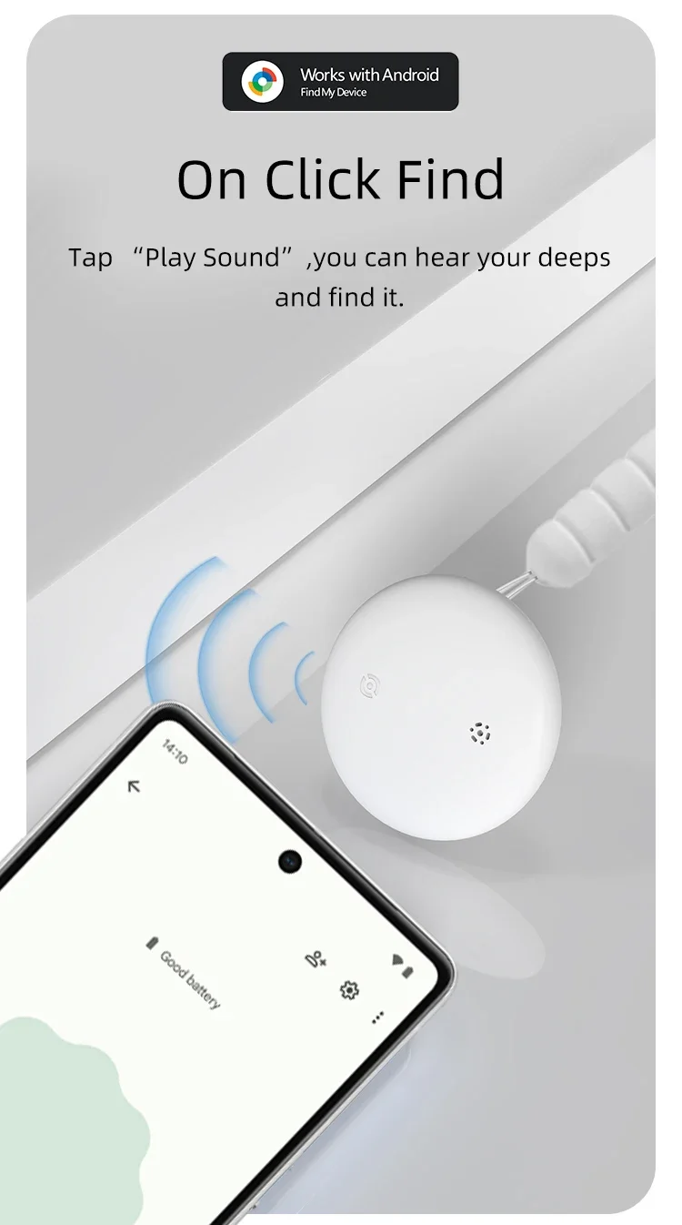 1-pack Android Anti-Loss Tracker Werk met Google Find My Waterproof Bluetooth Tag Locator voor huisdierportemonnee, Remote Tracker
