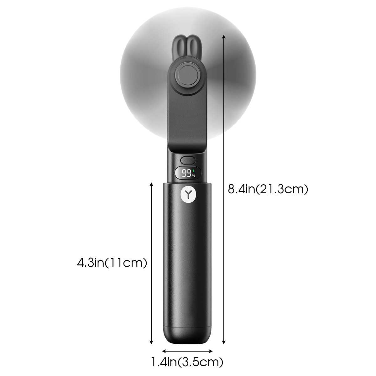 Portable Fan Mini Cute Handheld Fan LED Display USB 2000mAh Recharge Hand Held Small Pocket Fan with Power Bank Feature