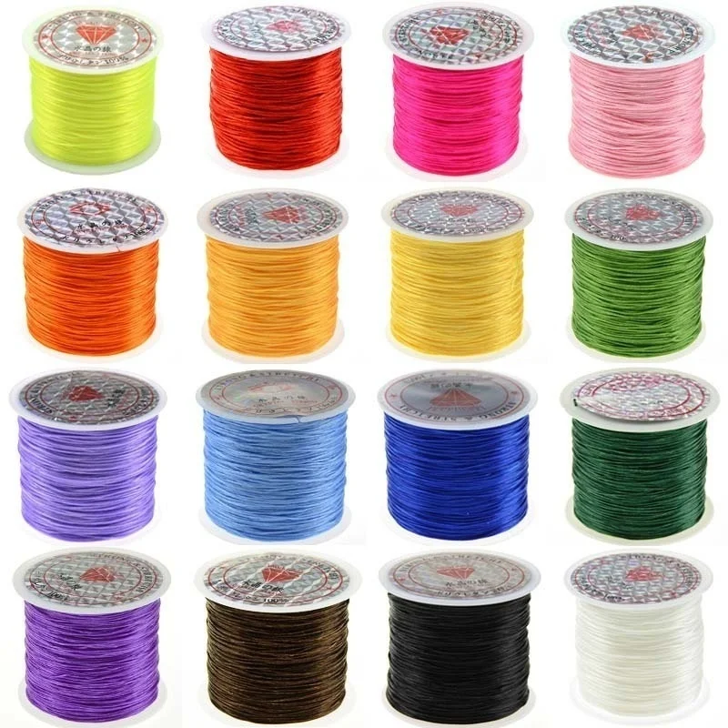 Cable de cuentas de cristal elástico fuerte de 393 pulgadas/rollo de 1mm para pulseras, hilo elástico, collar, joyería DIY, línea de cordones