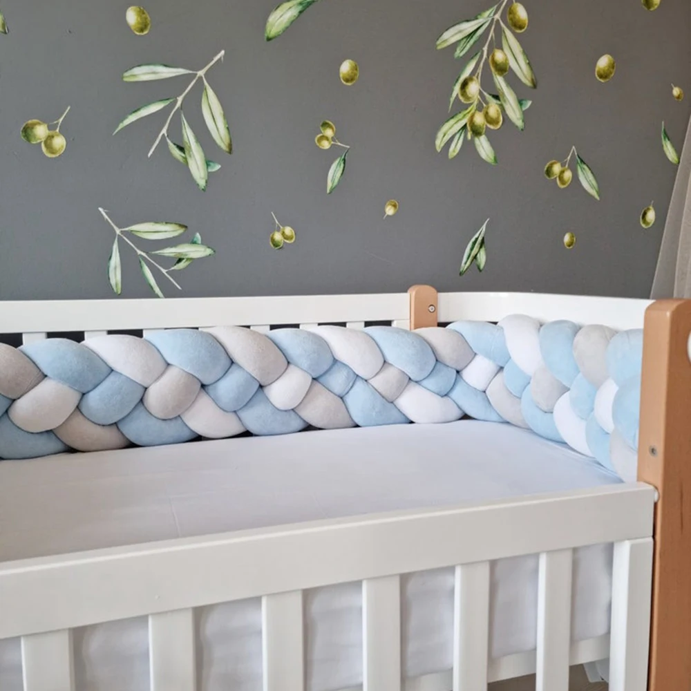 2M/3M Culla Paraurti Protezione per lettino Set di biancheria da letto per neonati per neonati Ragazzi Ragazze Treccia Nodo Cuscino Cuscino Room Decor