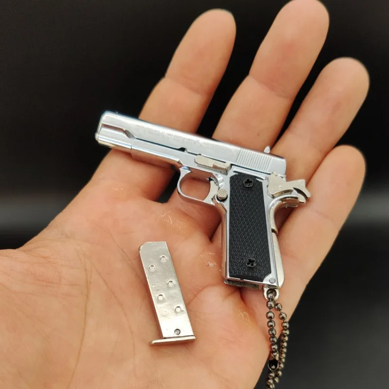 1:3 メタルゴールド M1911 コルトおもちゃの銃モデル FakeGun ミニ合金キーホルダールックリアルコレクション Pubg 小道具誕生日ぶら下げギフト少年のため