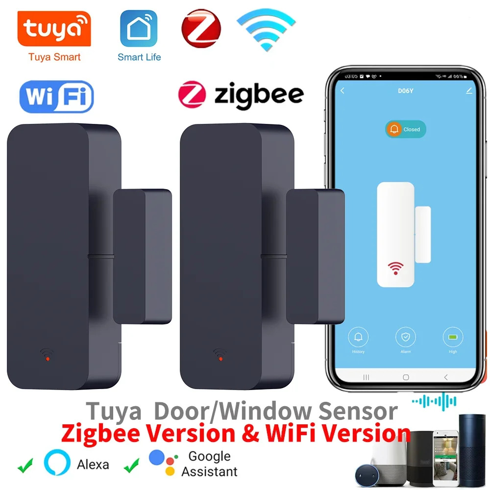 Tuya Zigbee Wifi Deursensor Raaminvoersensor Beveiliging Inbreker Magnetische sensor Alarm Smart Life Work met Alexa Google Home
