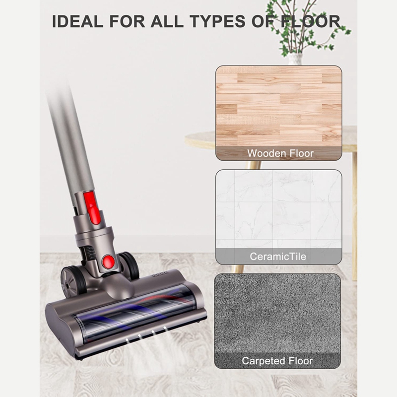 Turbo Điện Cơ Giới Bàn Chải Cho Dyson V7 V8 V10 V11 V15 Chổi Quét Bụi Đầu Có Đèn LED Cho Thảm Ngói sàn Cứng